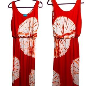 1031) South Main Women's Orange Tie Die Sleeveless Maxi Summer Dress Size S/M